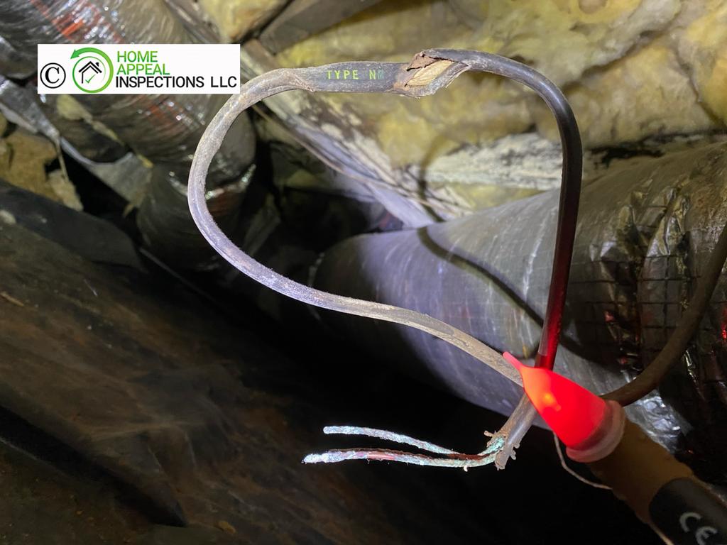 Hot wire inside crawlspace-no j-box