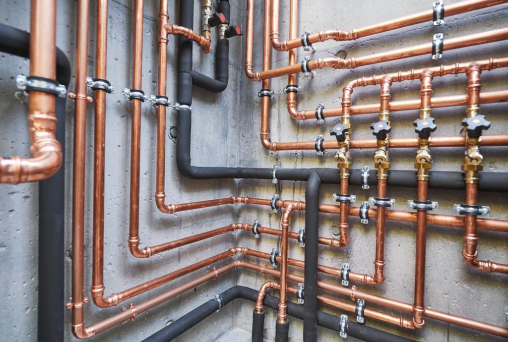 Picture of pipes for HVAC, heating installation
