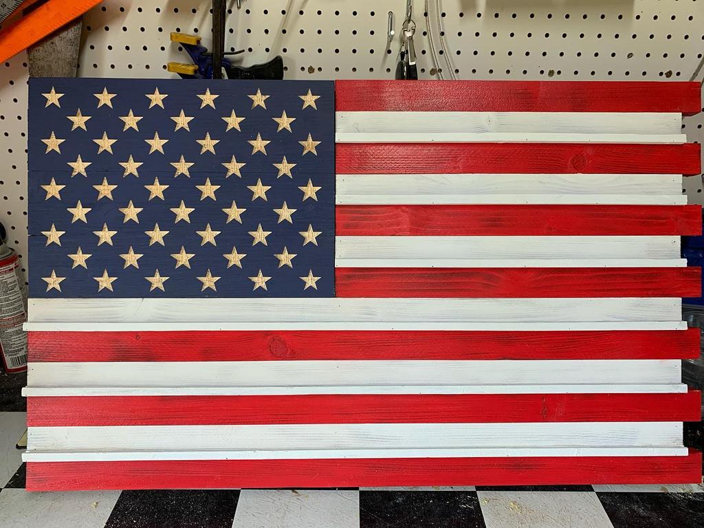 Wooden American Flags