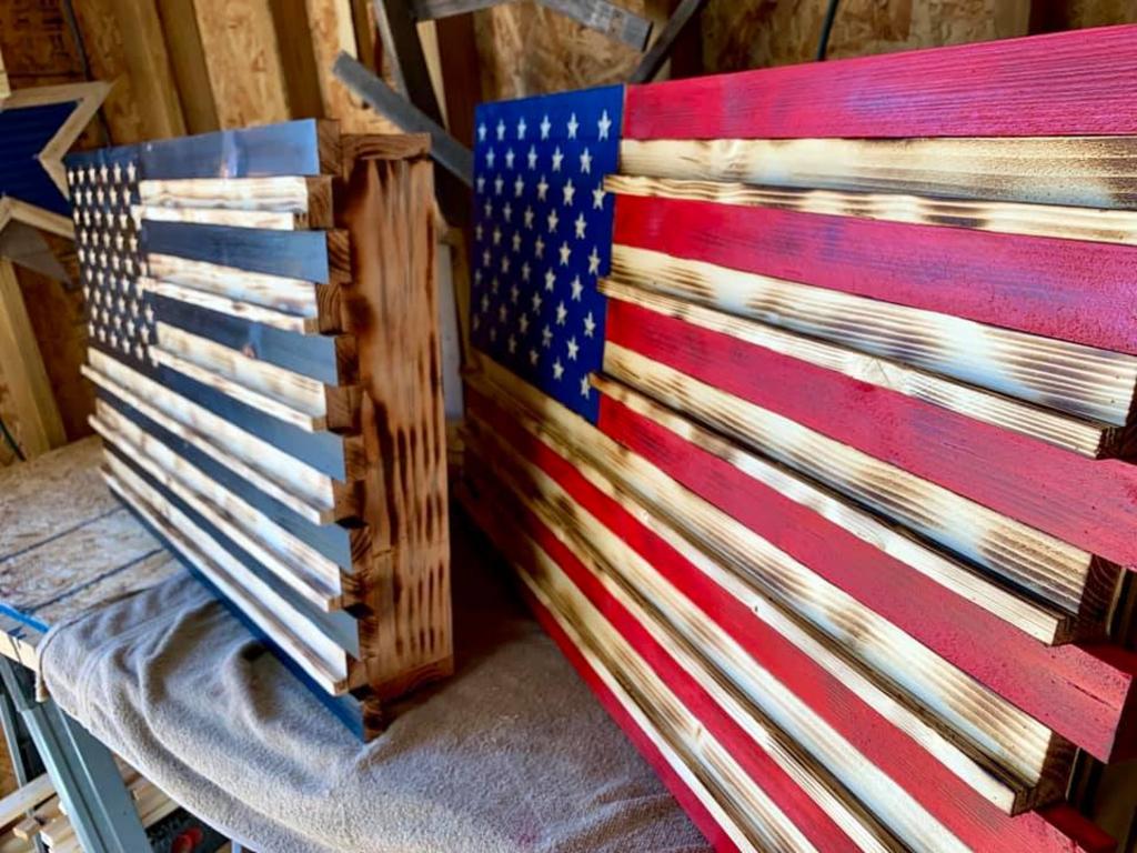 Wooden American Flags