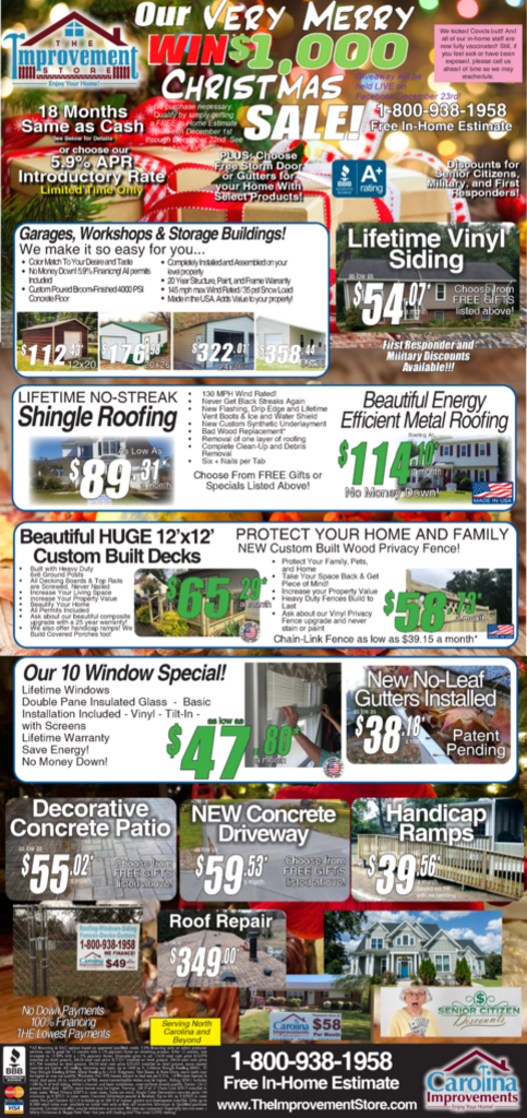 We sincerely apologize for an error in our ad for no streak roofing. The payment should be $89.31 a month. The $59.44 payment is for our 25 year product.